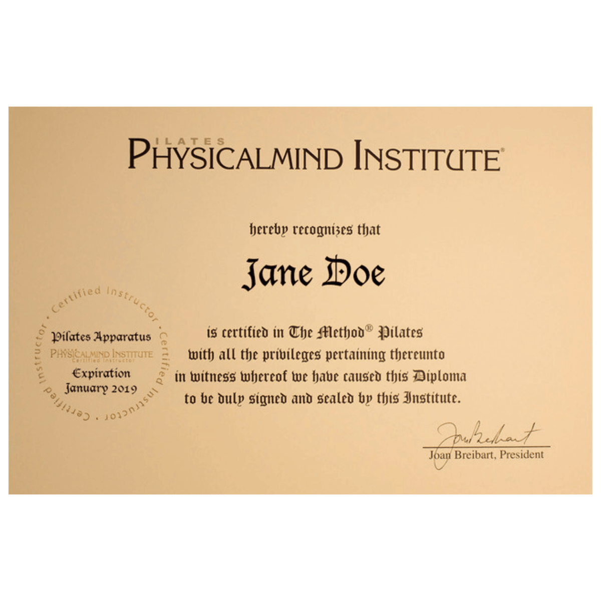 Calligraphy Certificate 11 X 17 – PhysicalMind Institute